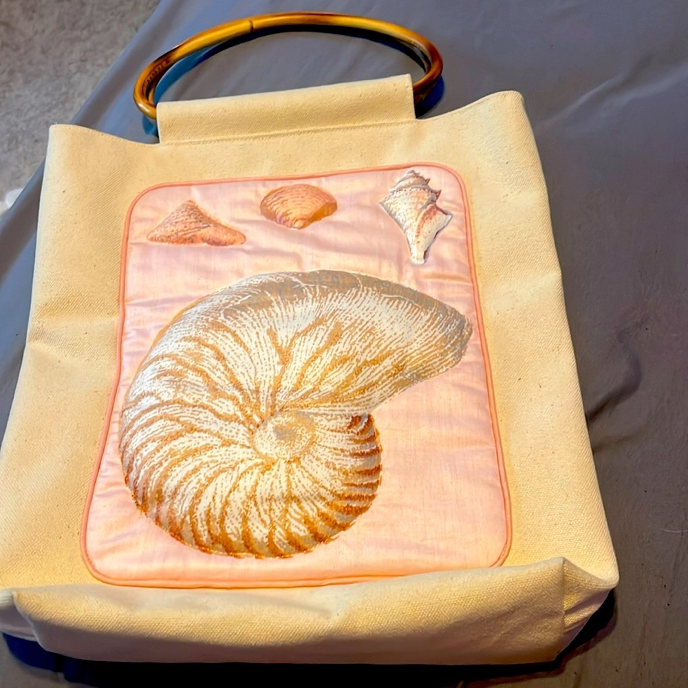 No Brand vintage Sea Ocean Shells Hand bag Pink and Beige
